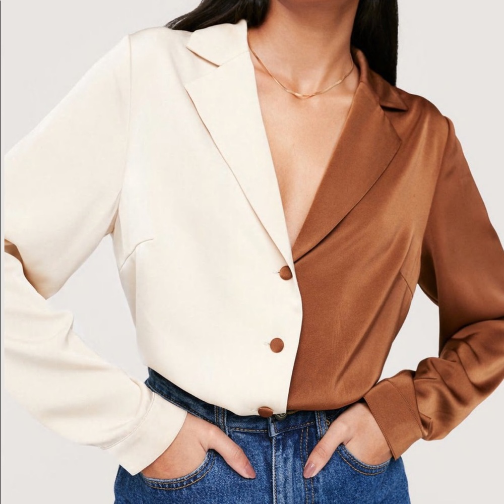 Colorblock Satin Shirt (NEVER WORN)